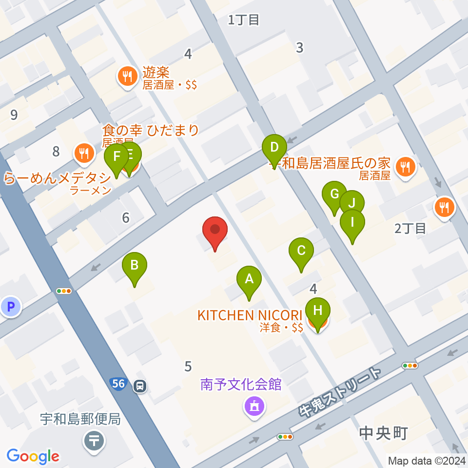 いわね楽器店周辺のファミレス・ファーストフード一覧地図