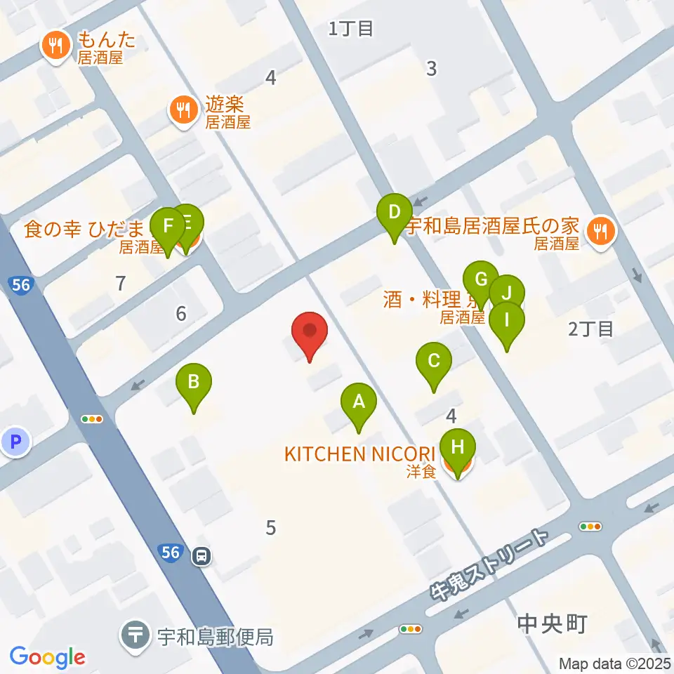 いわね楽器店周辺のファミレス・ファーストフード一覧地図