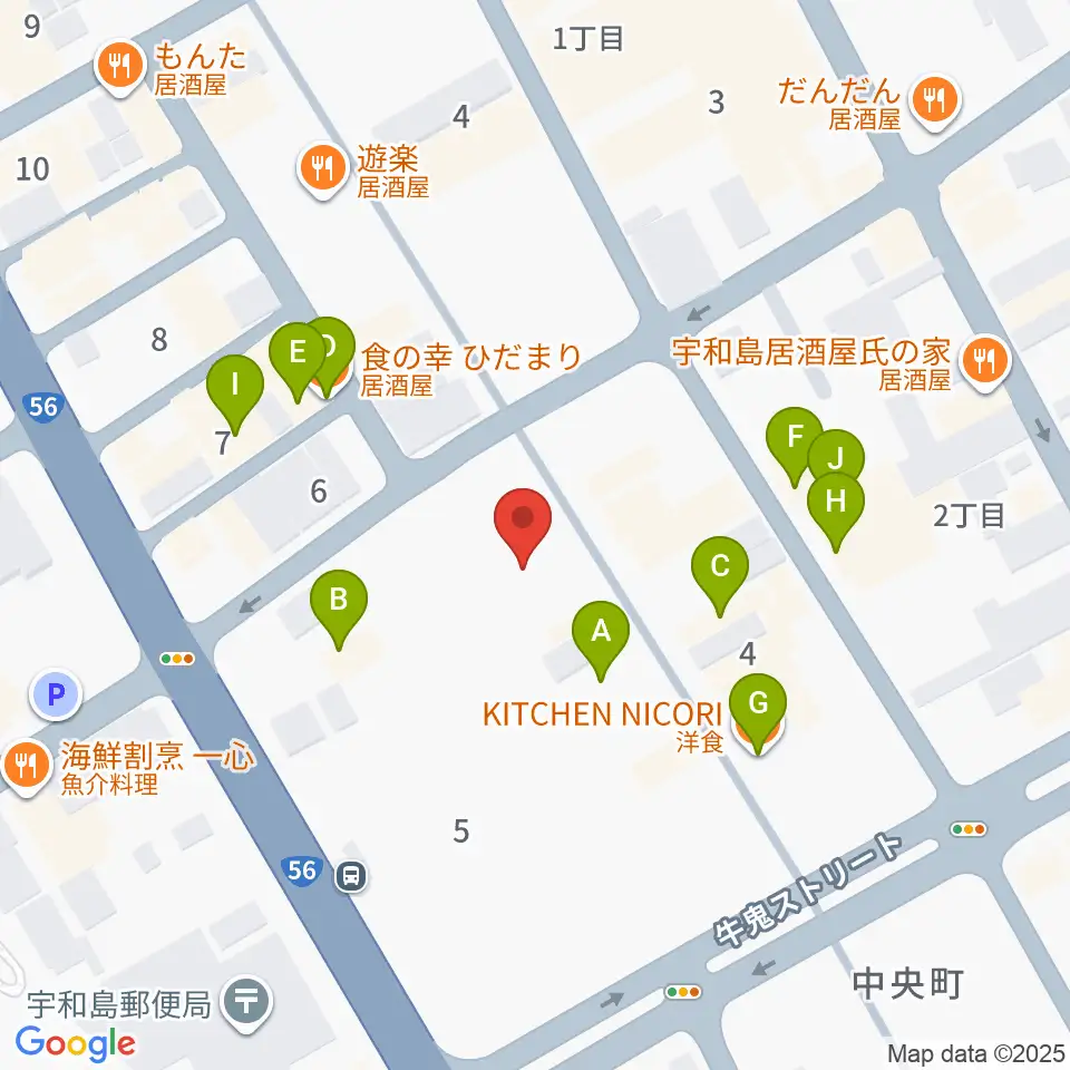 いわね楽器店周辺のファミレス・ファーストフード一覧地図