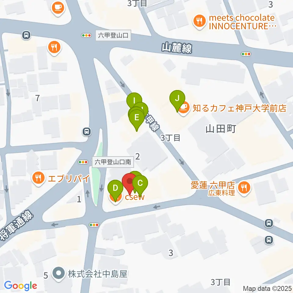 バイオリン工房 音屋周辺のファミレス・ファーストフード一覧地図