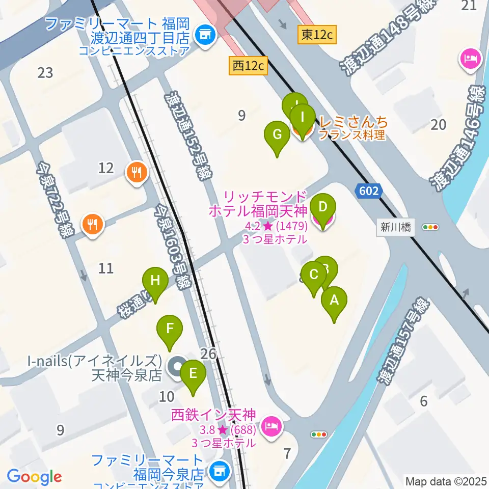福岡トヨタホール スカラエスパシオ周辺のファミレス・ファーストフード一覧地図