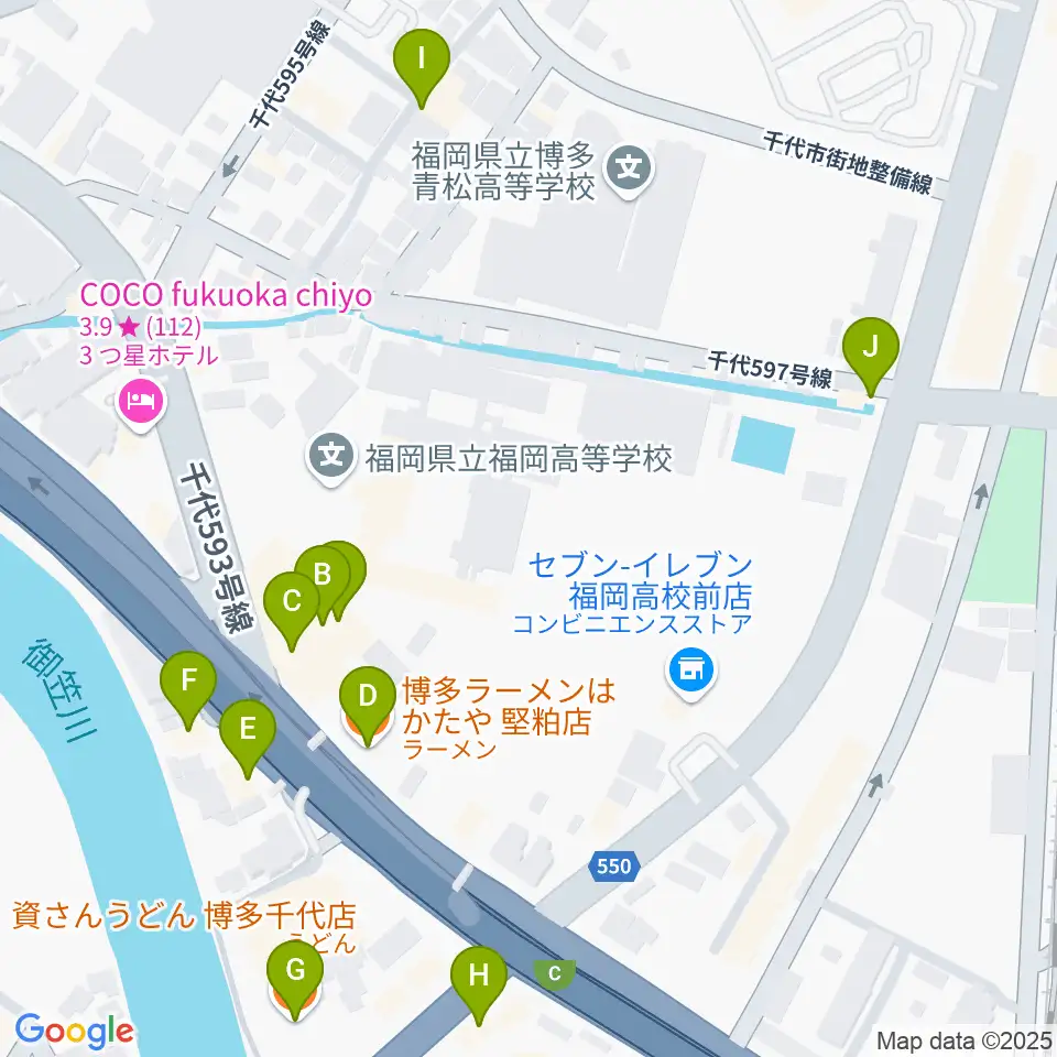 石蔵酒造 博多百年蔵周辺のファミレス・ファーストフード一覧地図