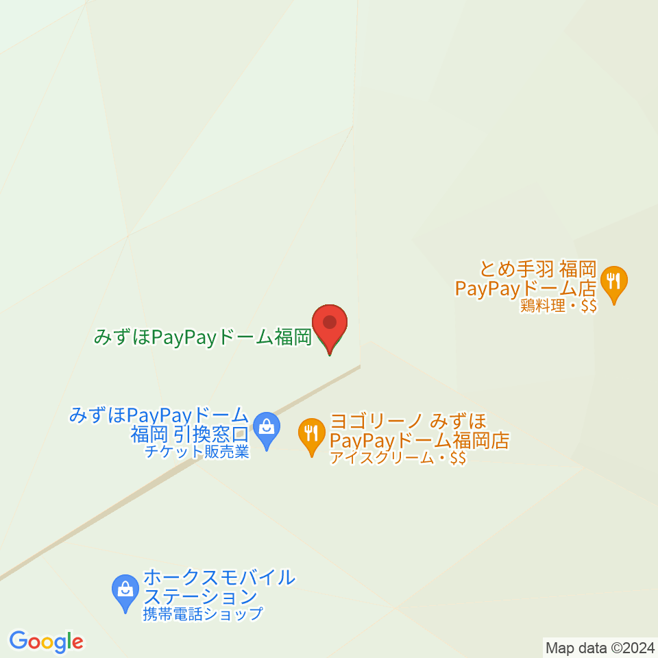 みずほPayPayドーム福岡周辺のファミレス・ファーストフード一覧地図