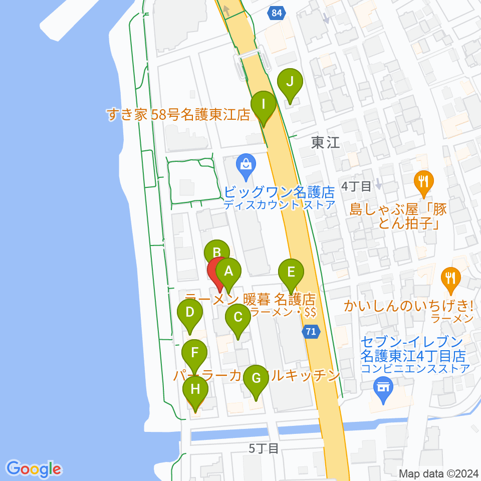 ラインナップスタジオ周辺のファミレス・ファーストフード一覧地図