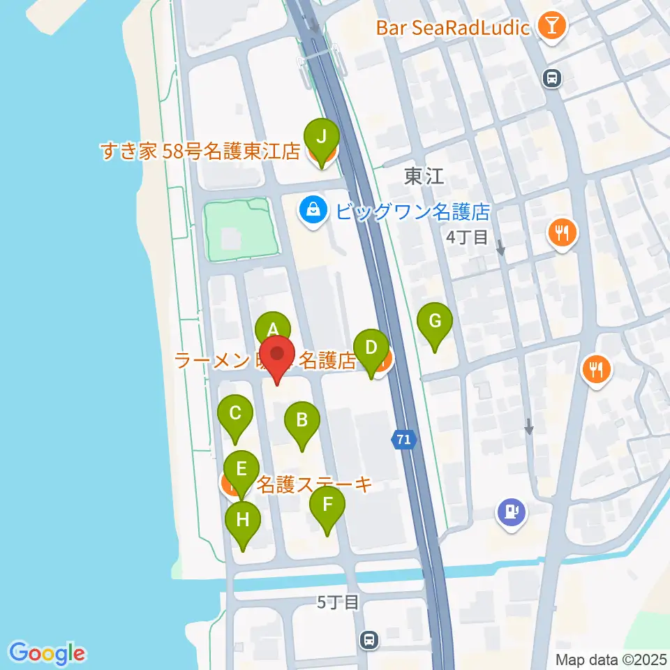 ラインナップスタジオ周辺のファミレス・ファーストフード一覧地図