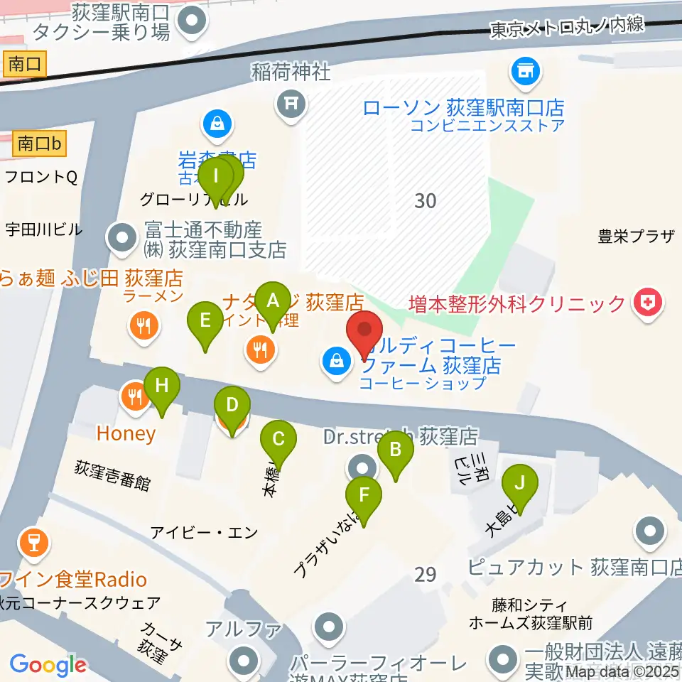 Studio Revival周辺のファミレス・ファーストフード一覧地図