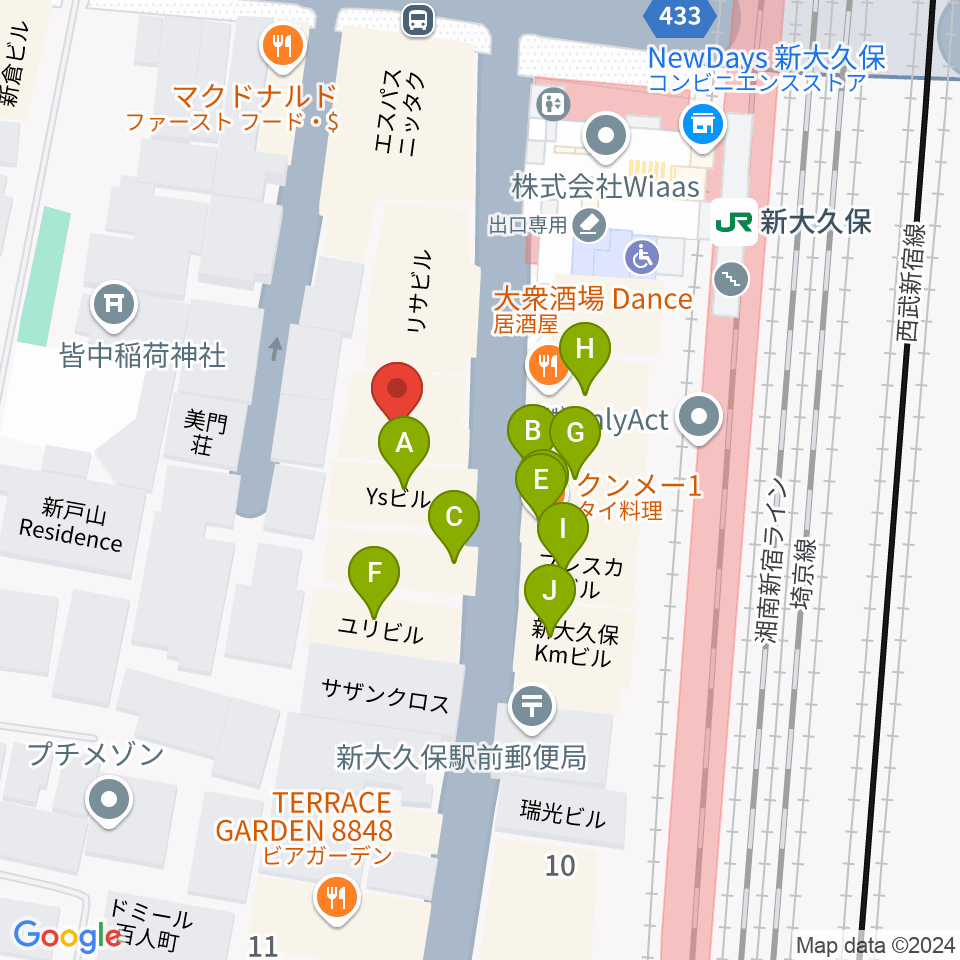 TC楽器周辺のファミレス・ファーストフード一覧地図