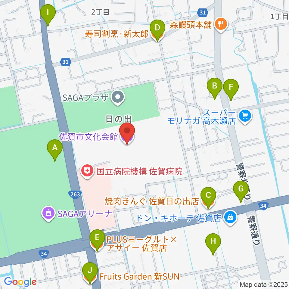 ミズ ウェルビー ホール周辺のファミレス・ファーストフード一覧地図