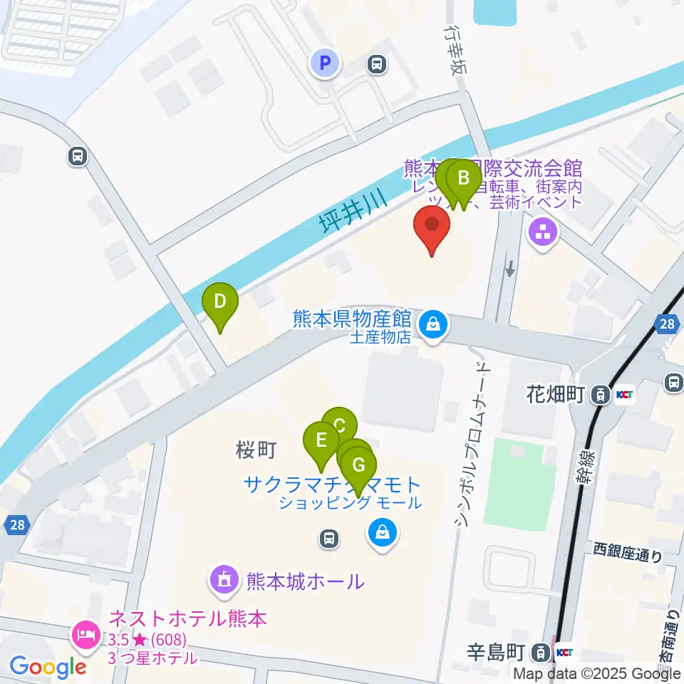 市民会館シアーズホーム夢ホール周辺のファミレス・ファーストフード一覧地図
