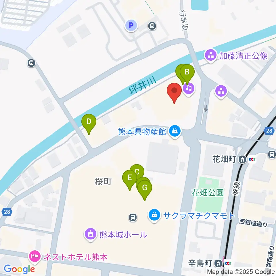 市民会館シアーズホーム夢ホール周辺のファミレス・ファーストフード一覧地図