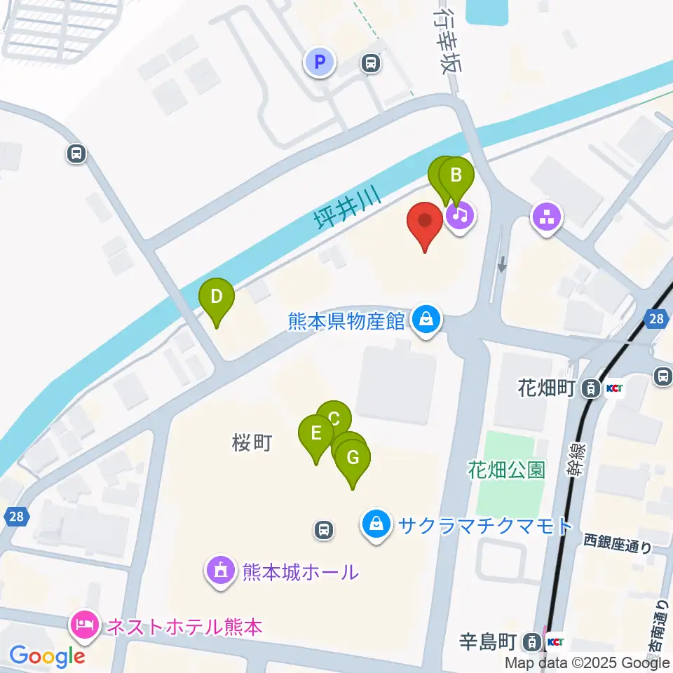 市民会館シアーズホーム夢ホール周辺のファミレス・ファーストフード一覧地図