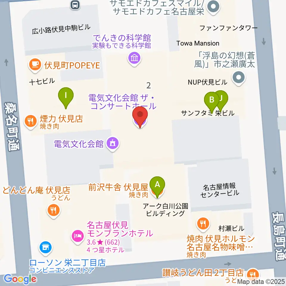 電気文化会館 ザ・コンサートホール周辺のファミレス・ファーストフード一覧地図