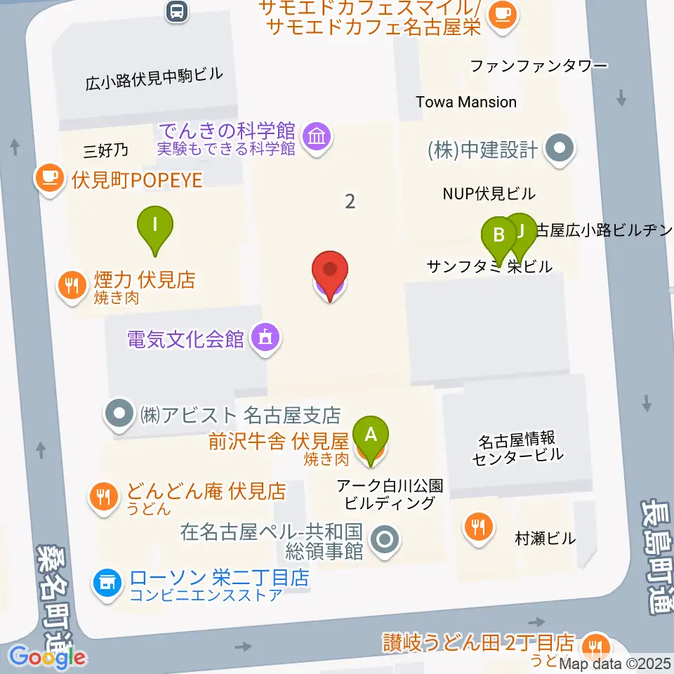 電気文化会館 ザ・コンサートホール周辺のファミレス・ファーストフード一覧地図