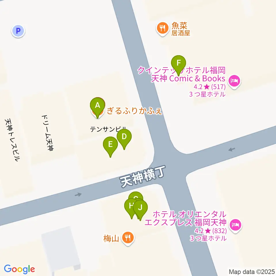 MRTミュージックスタジオ周辺のファミレス・ファーストフード一覧地図