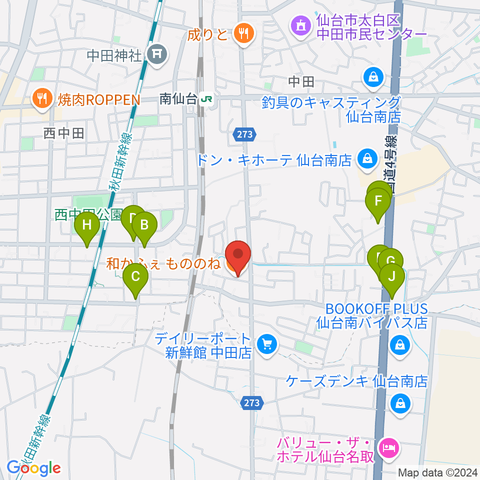 渡辺スタジオ周辺のファミレス・ファーストフード一覧地図