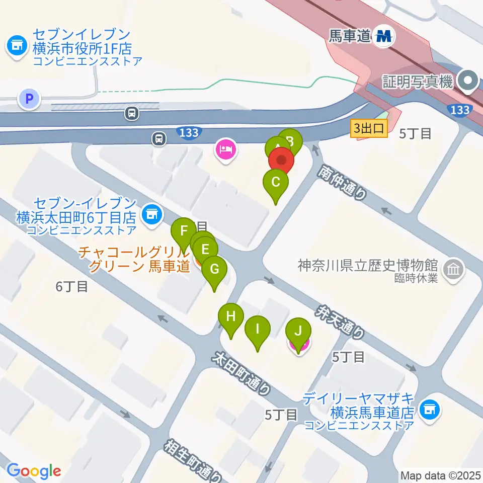 馬車道King's Bar周辺のファミレス・ファーストフード一覧地図