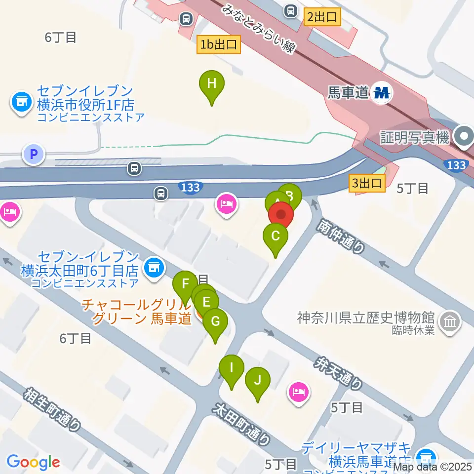 馬車道King's Bar周辺のファミレス・ファーストフード一覧地図