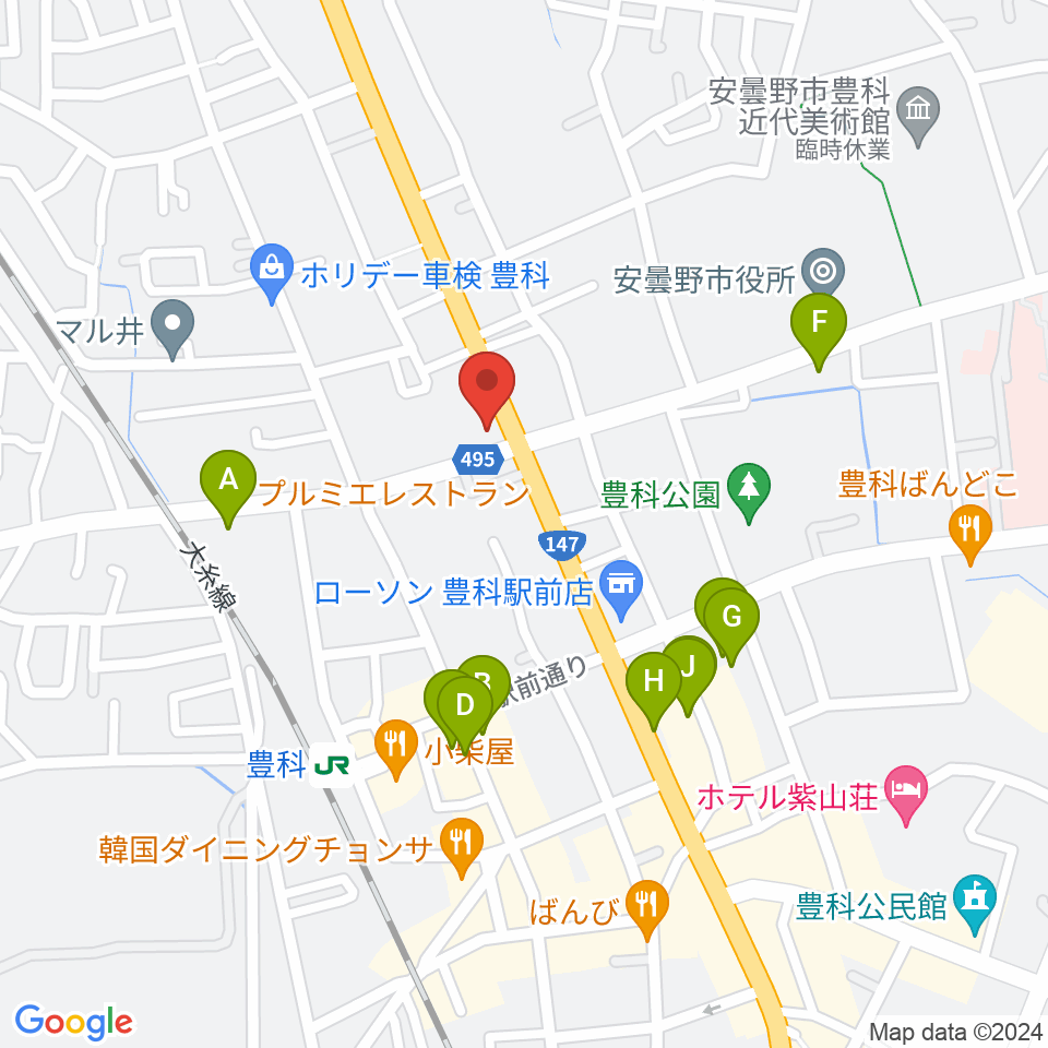 サウンドバーリューク周辺のファミレス・ファーストフード一覧地図