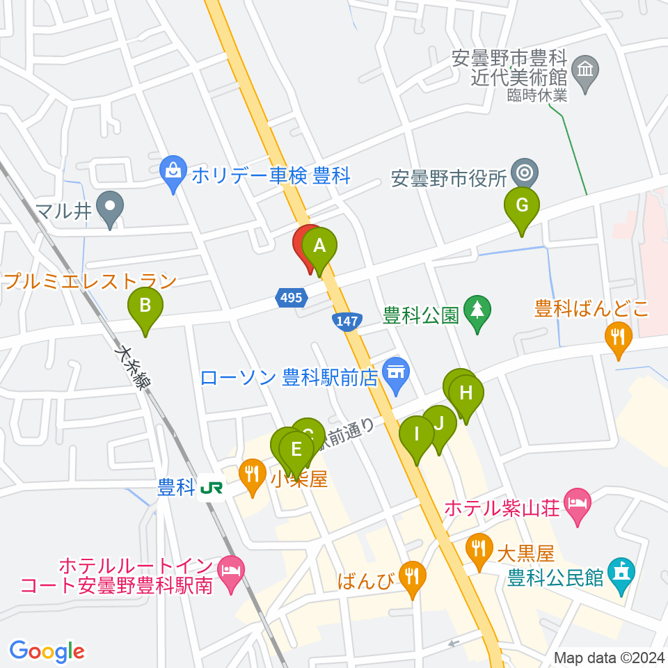 サウンドバーリューク周辺のファミレス・ファーストフード一覧地図