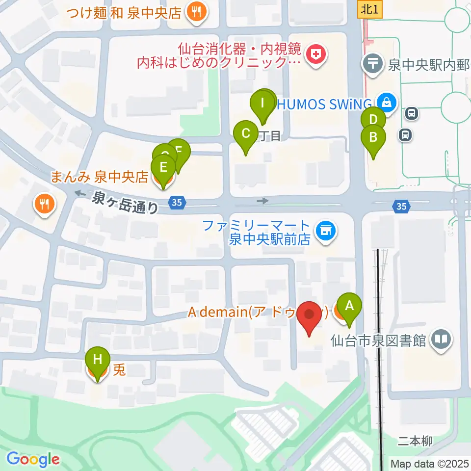 アライミュージックアカデミートゥッティ周辺のファミレス・ファーストフード一覧地図