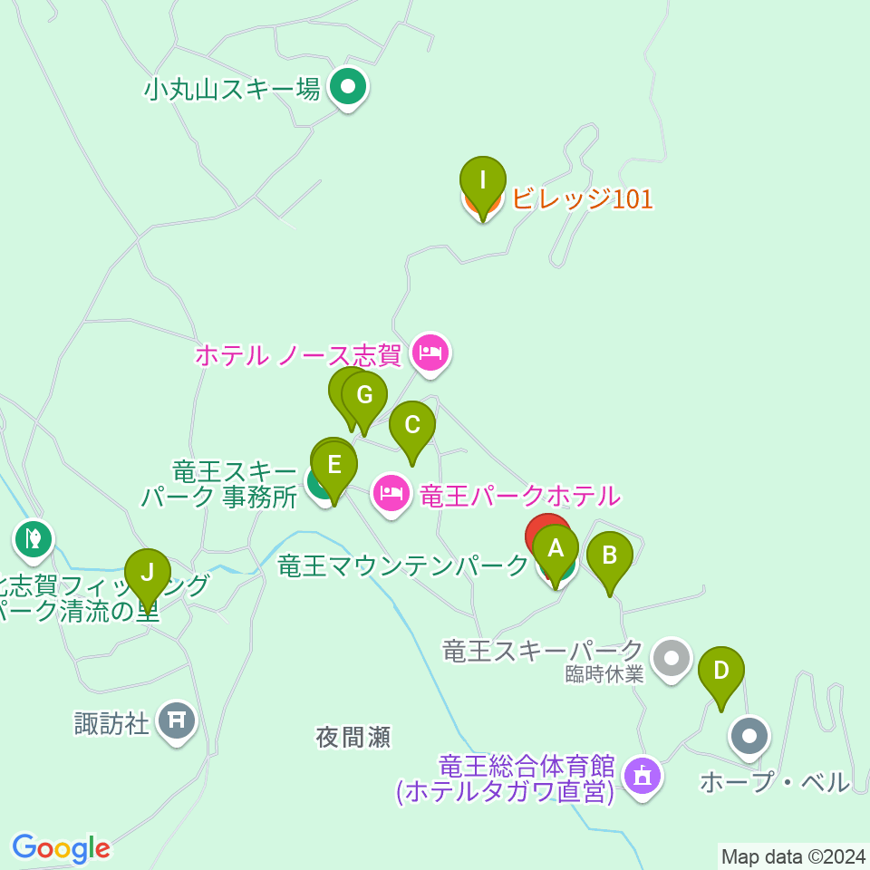 北志賀ホリデーイン周辺のファミレス・ファーストフード一覧地図