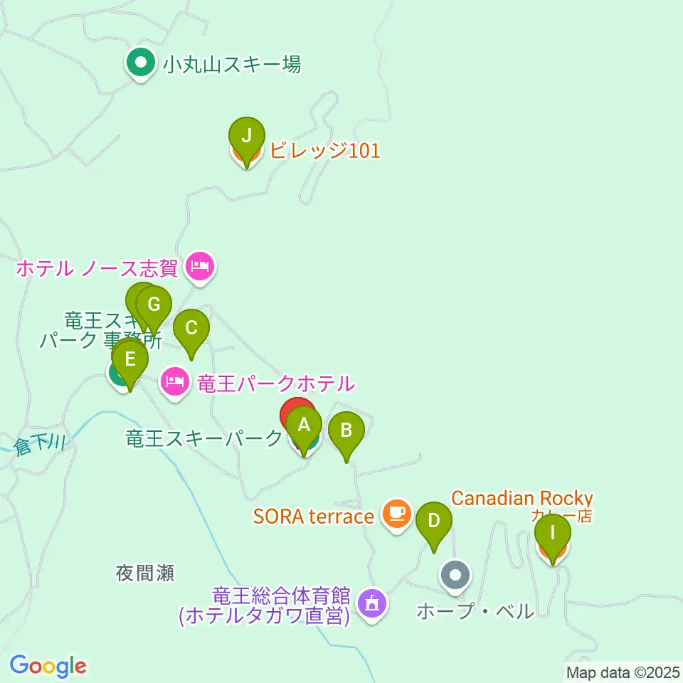 北志賀ホリデーイン周辺のファミレス・ファーストフード一覧地図