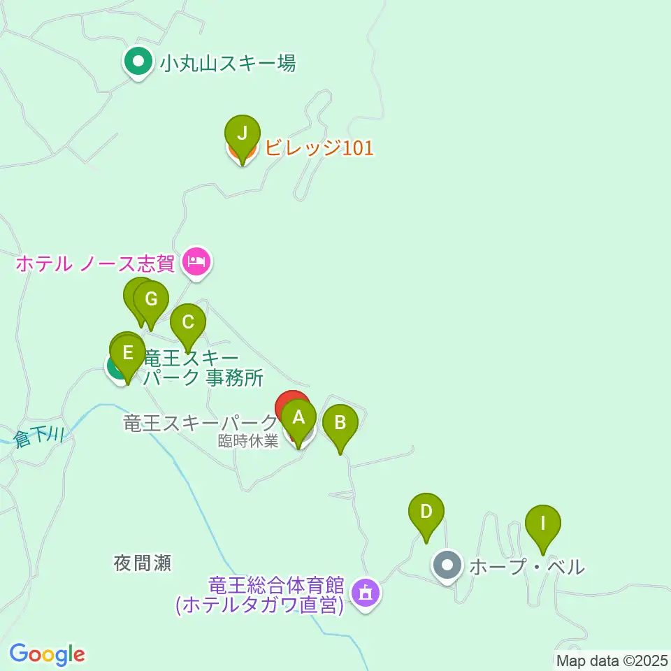 北志賀ホリデーイン周辺のファミレス・ファーストフード一覧地図