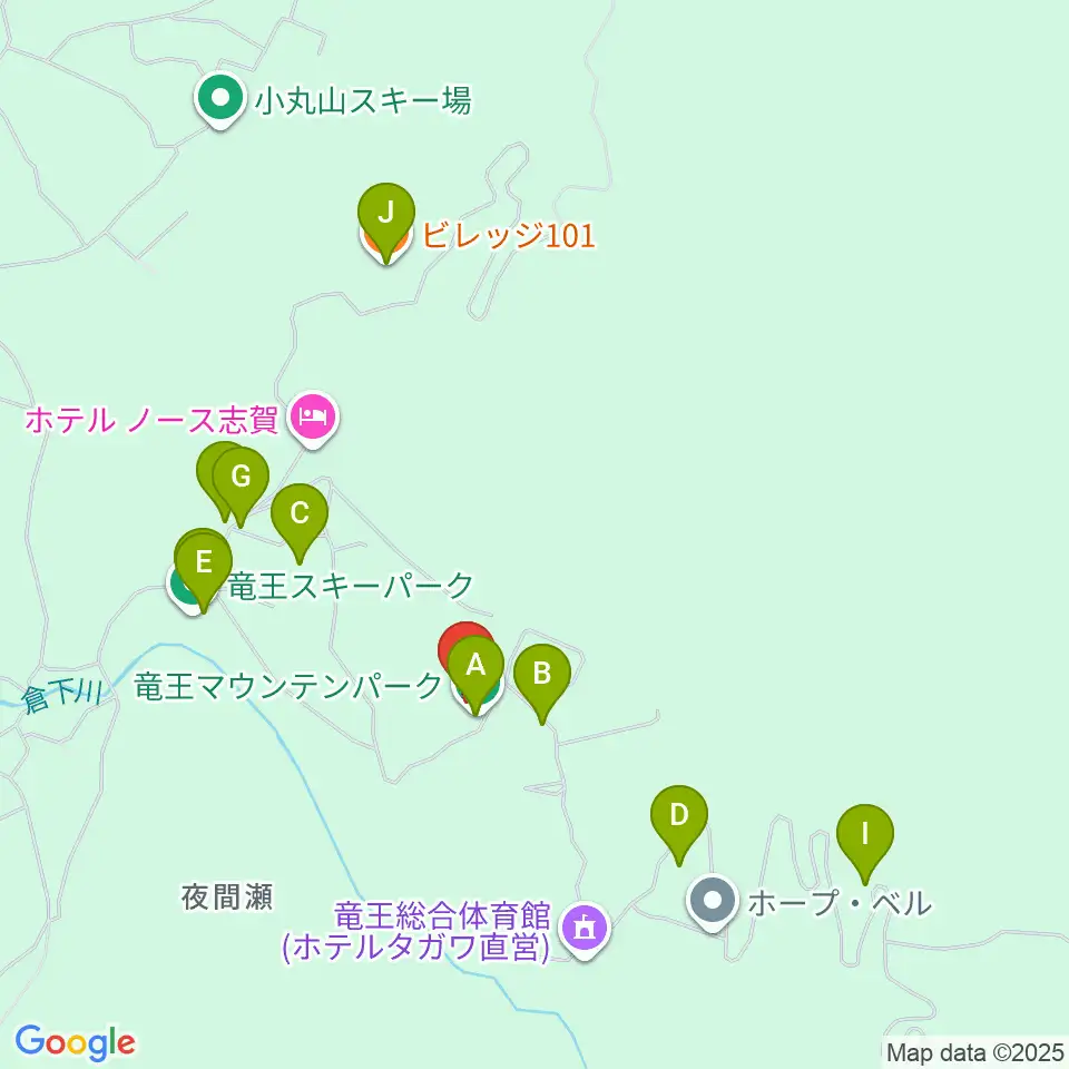 北志賀ホリデーイン周辺のファミレス・ファーストフード一覧地図