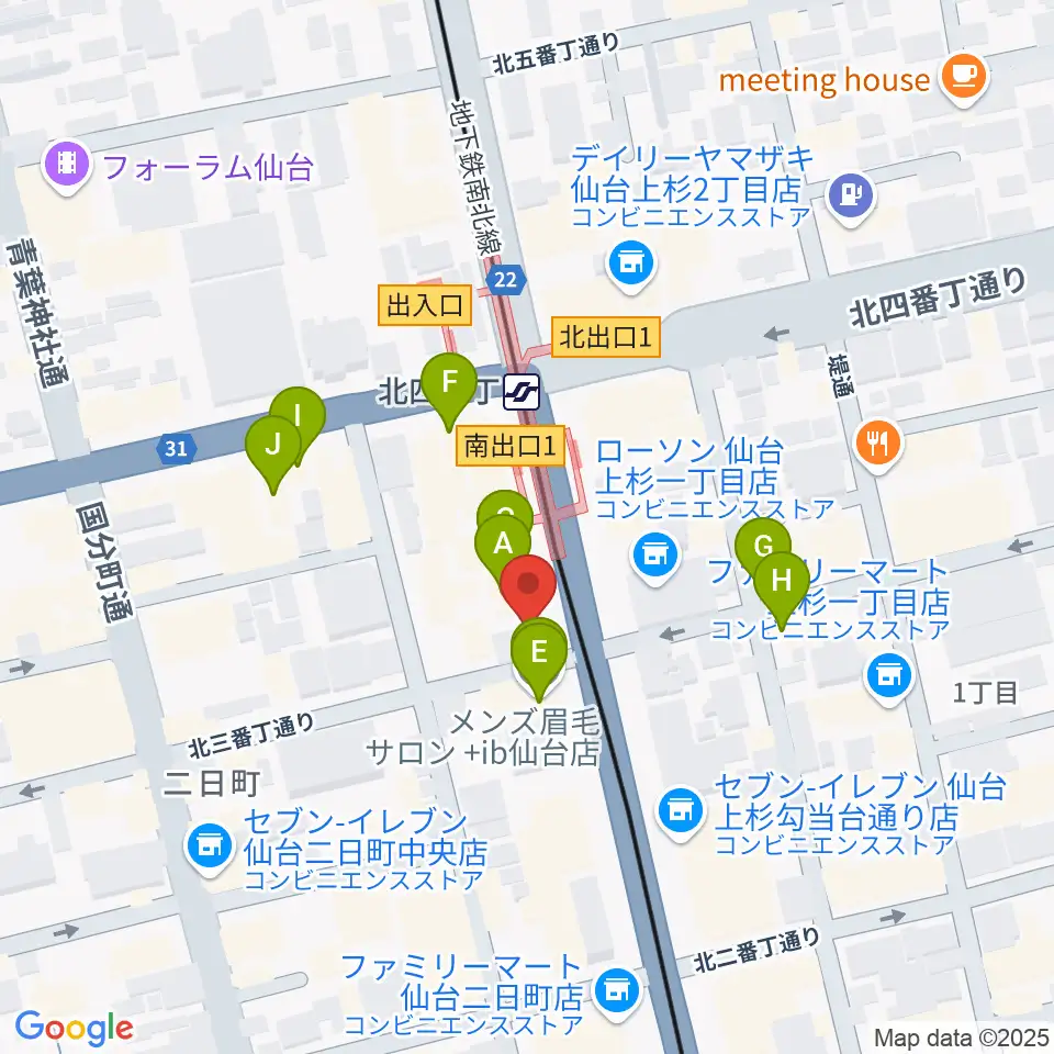 仙台ミュージックプラザ周辺のファミレス・ファーストフード一覧地図