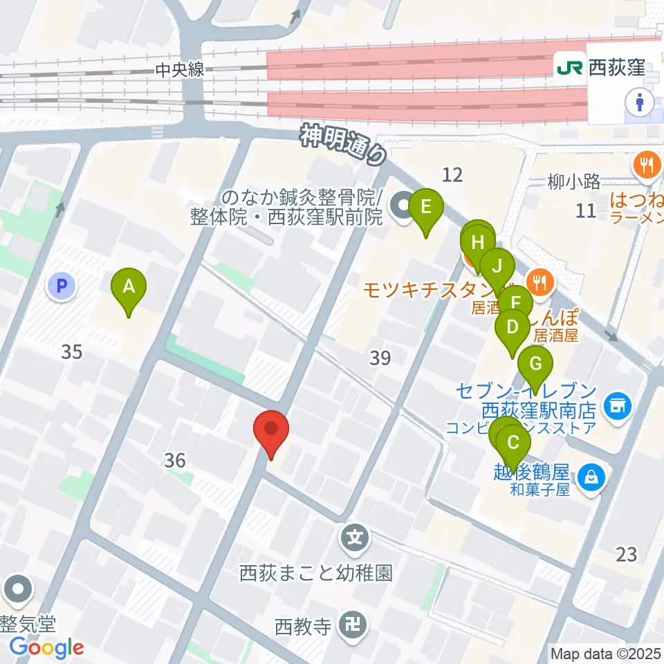ベルク・バイオリン工房周辺のファミレス・ファーストフード一覧地図
