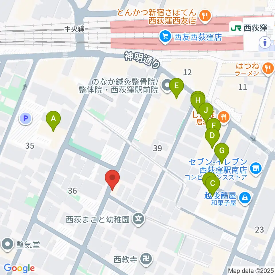 ベルク・バイオリン工房周辺のファミレス・ファーストフード一覧地図