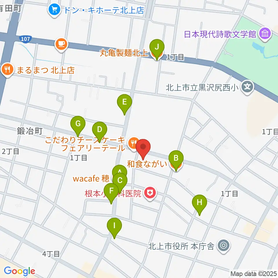 玉山音楽教室周辺のファミレス・ファーストフード一覧地図
