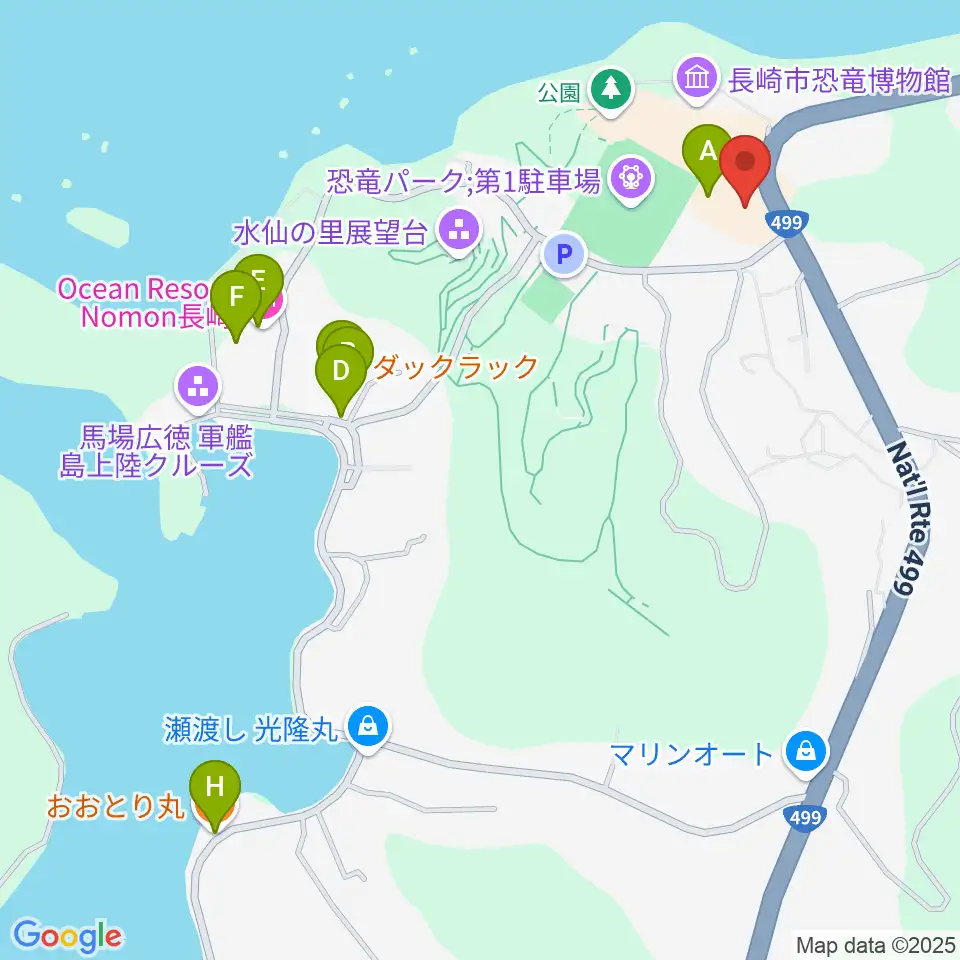 長崎市野母崎文化センター周辺のファミレス・ファーストフード一覧地図