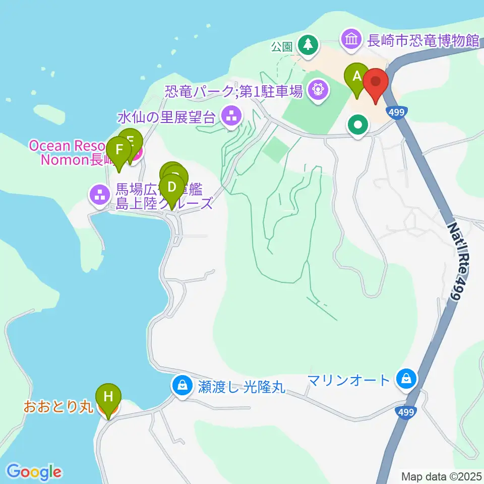 長崎市野母崎文化センター周辺のファミレス・ファーストフード一覧地図