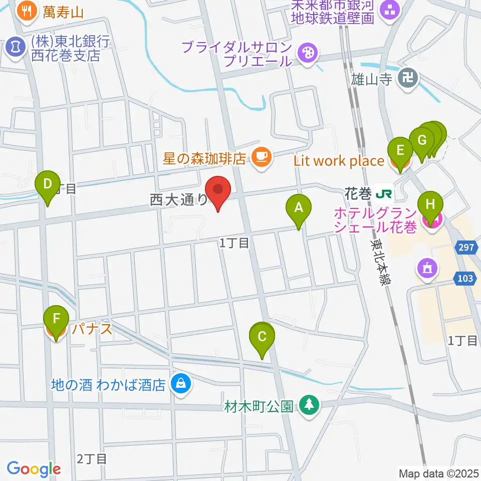 正時堂ピアノハウス周辺のファミレス・ファーストフード一覧地図