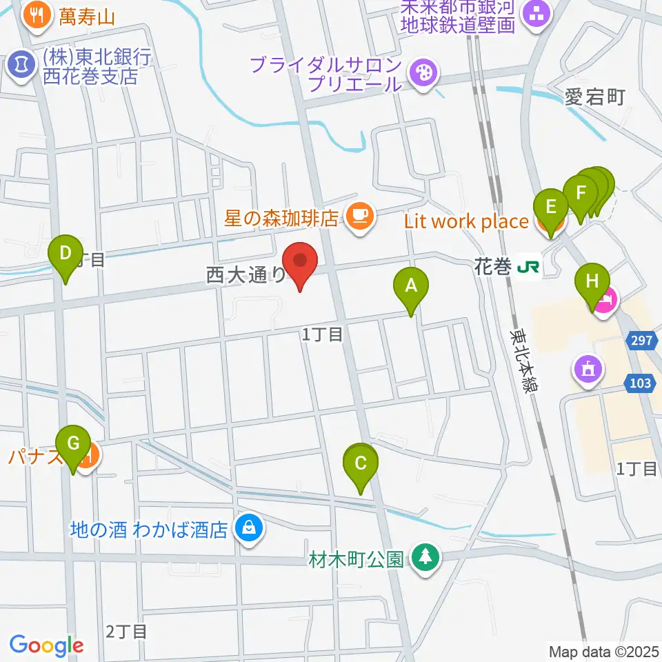 正時堂ピアノハウス周辺のファミレス・ファーストフード一覧地図