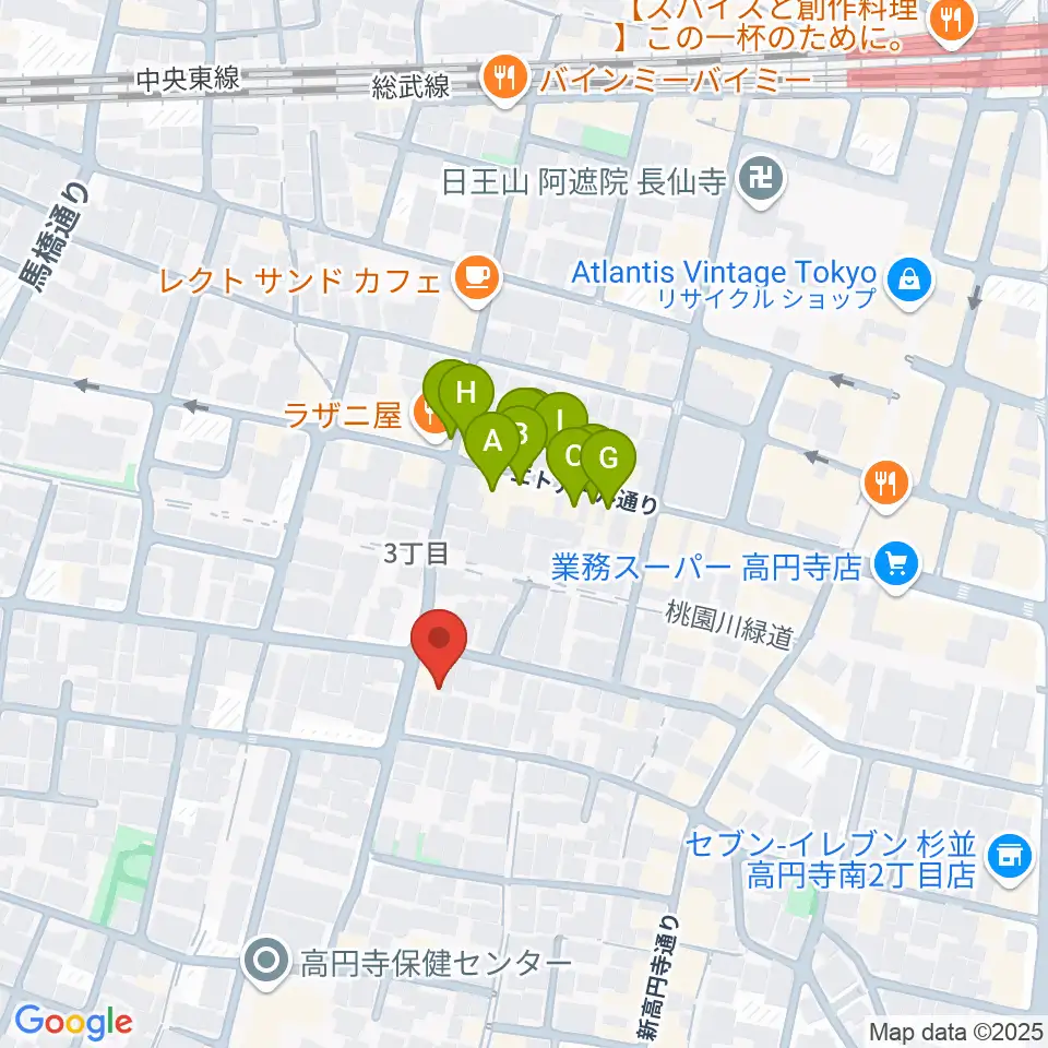 永江楽器周辺のファミレス・ファーストフード一覧地図