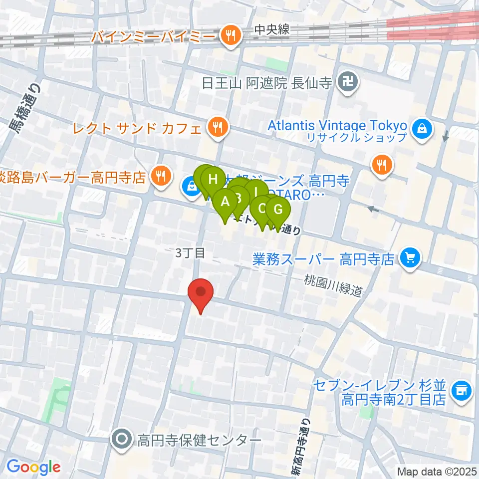 永江楽器周辺のファミレス・ファーストフード一覧地図