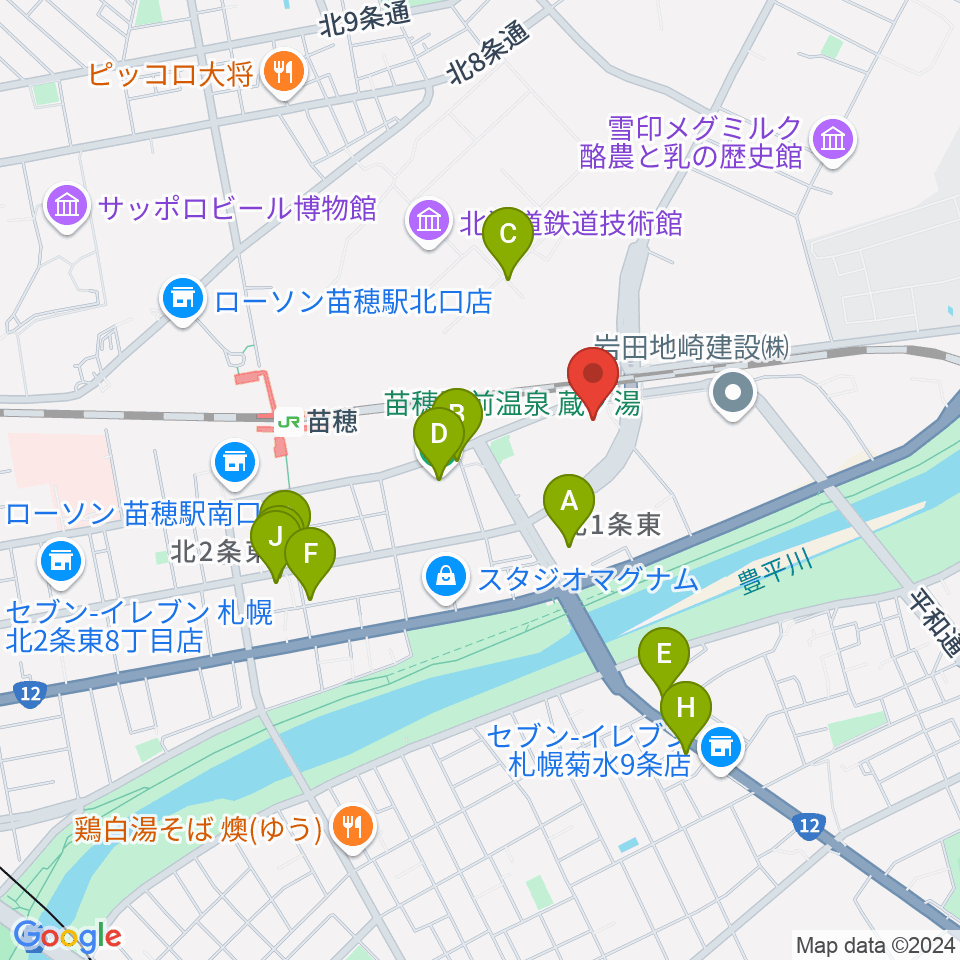 スタジオクリーム周辺のファミレス・ファーストフード一覧地図