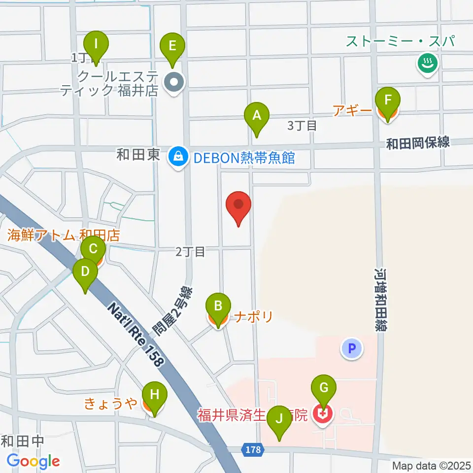 ふくい子どものための音楽教室周辺のファミレス・ファーストフード一覧地図