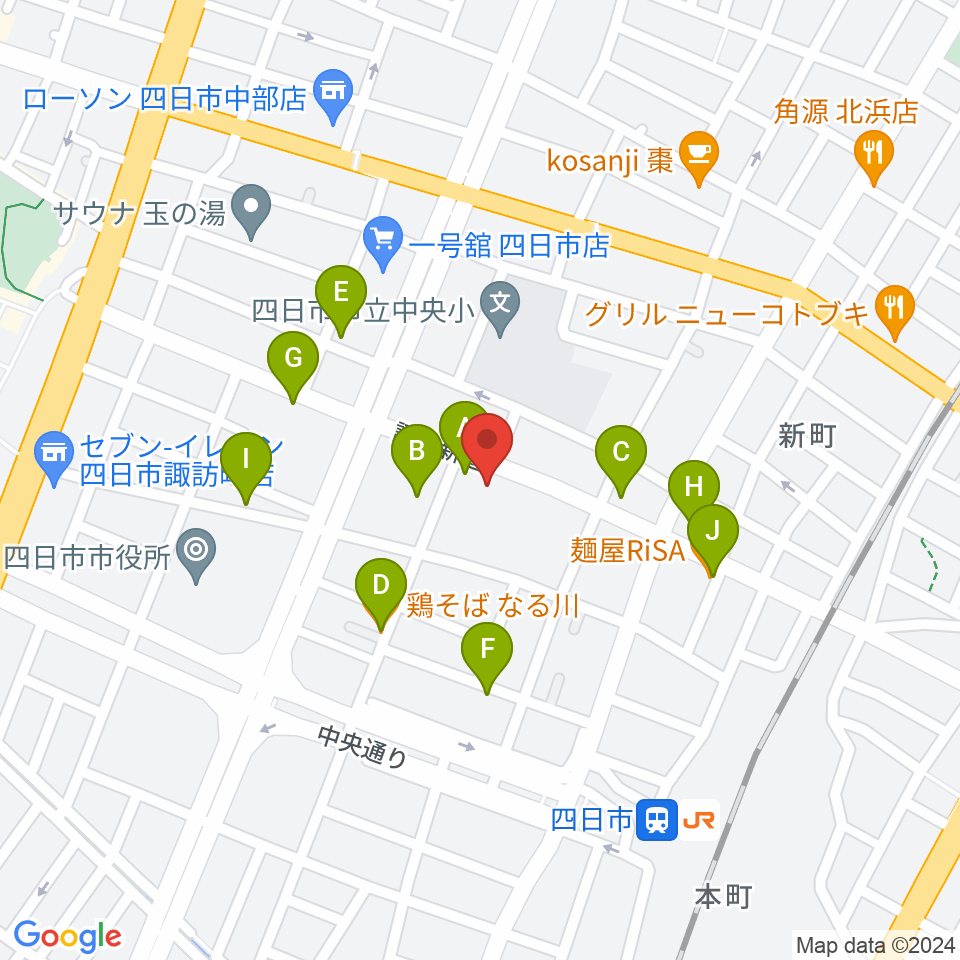 石田ピアノ教室周辺のファミレス・ファーストフード一覧地図