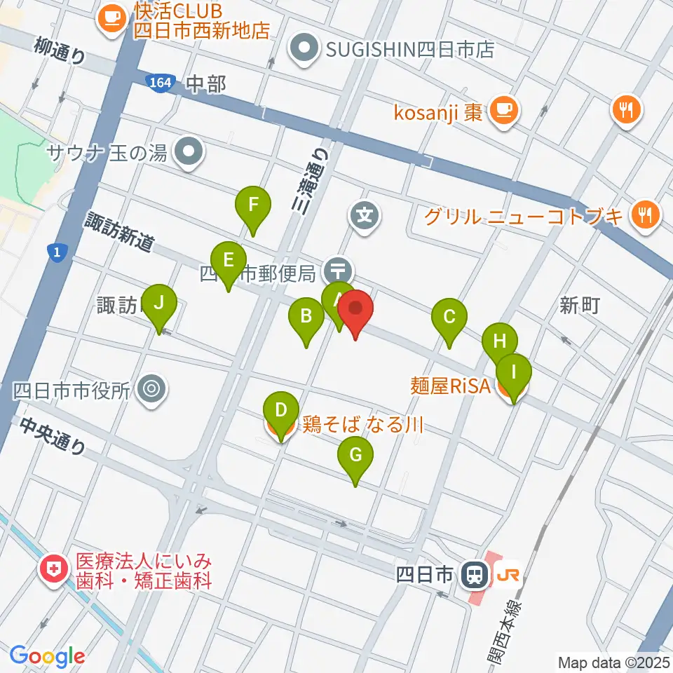 石田ピアノ教室周辺のファミレス・ファーストフード一覧地図