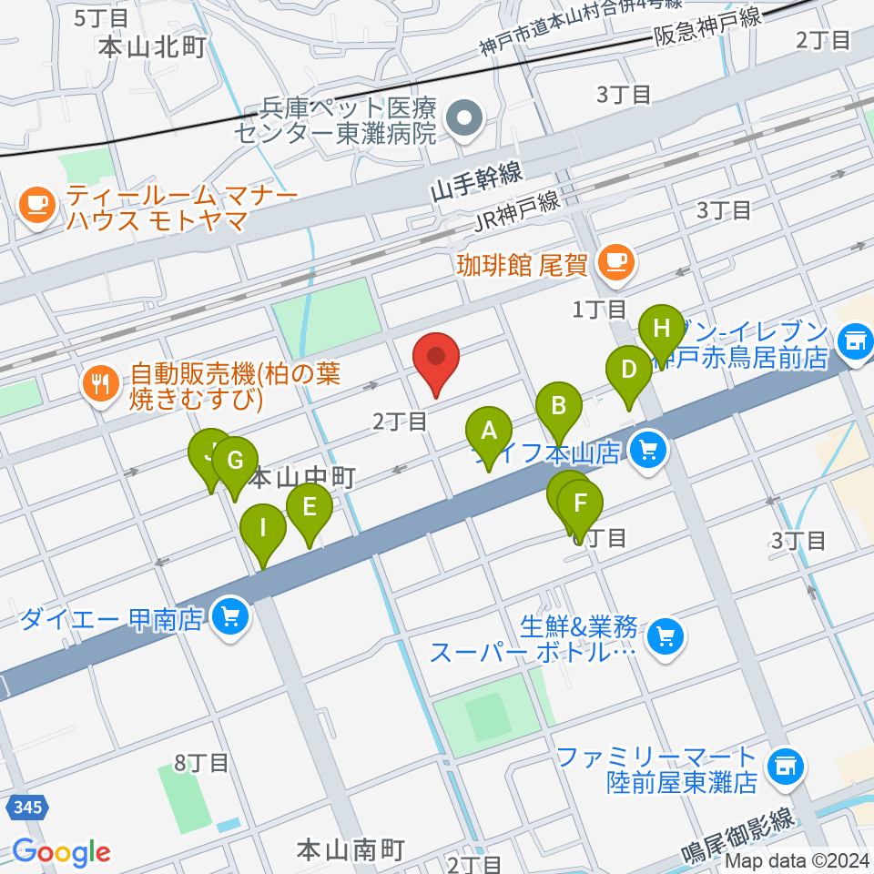 はな音楽教室周辺のファミレス・ファーストフード一覧地図