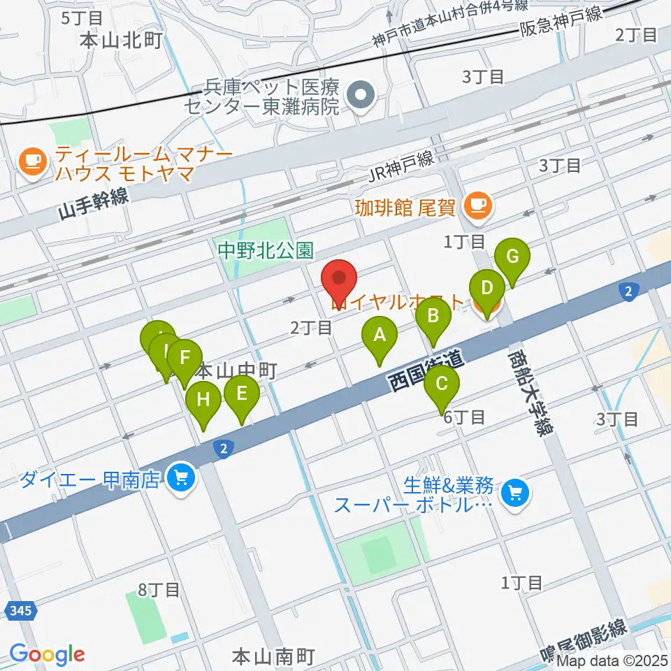 はな音楽教室周辺のファミレス・ファーストフード一覧地図