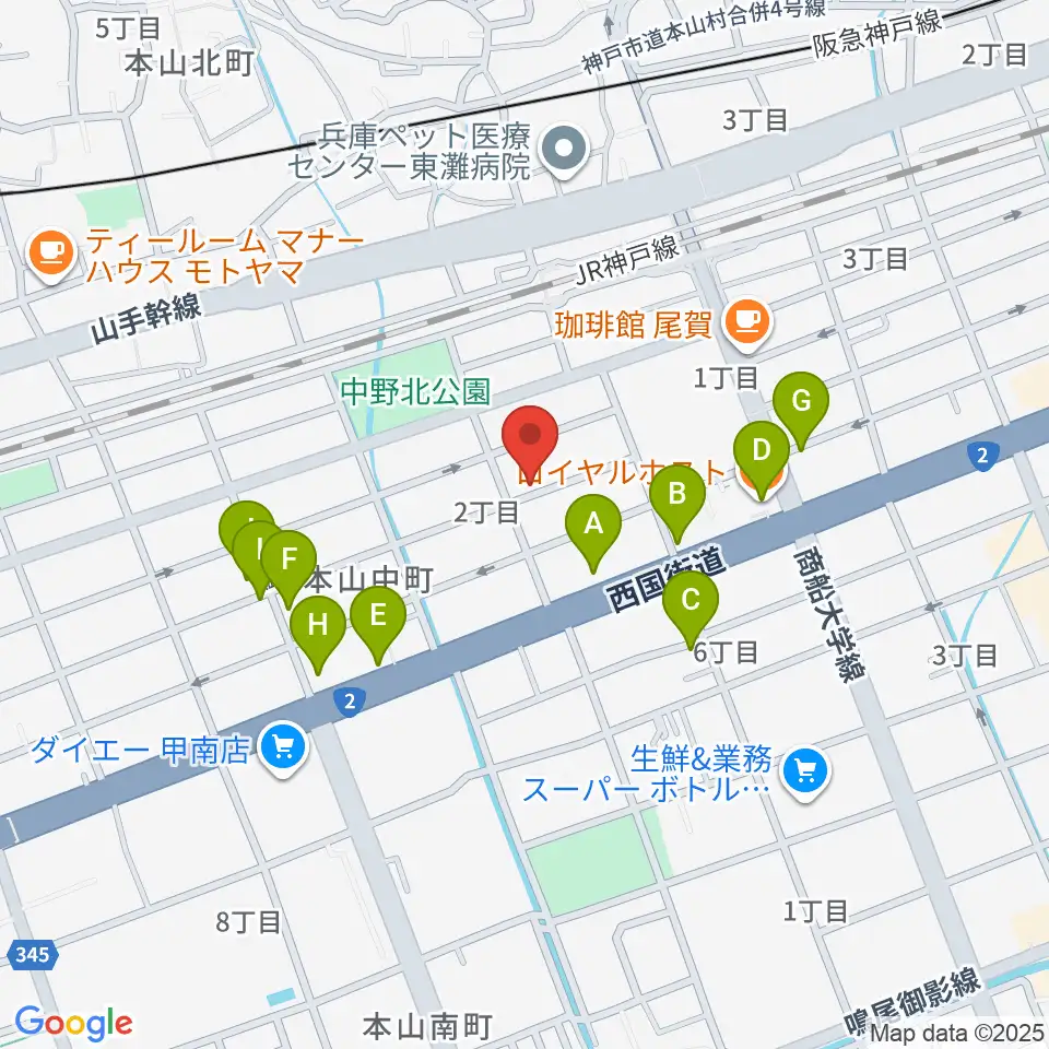 はな音楽教室周辺のファミレス・ファーストフード一覧地図