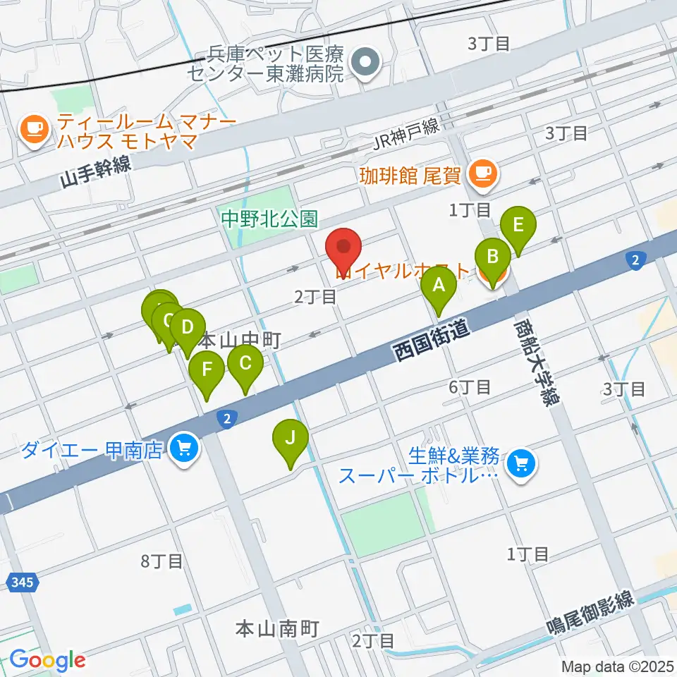 はな音楽教室周辺のファミレス・ファーストフード一覧地図