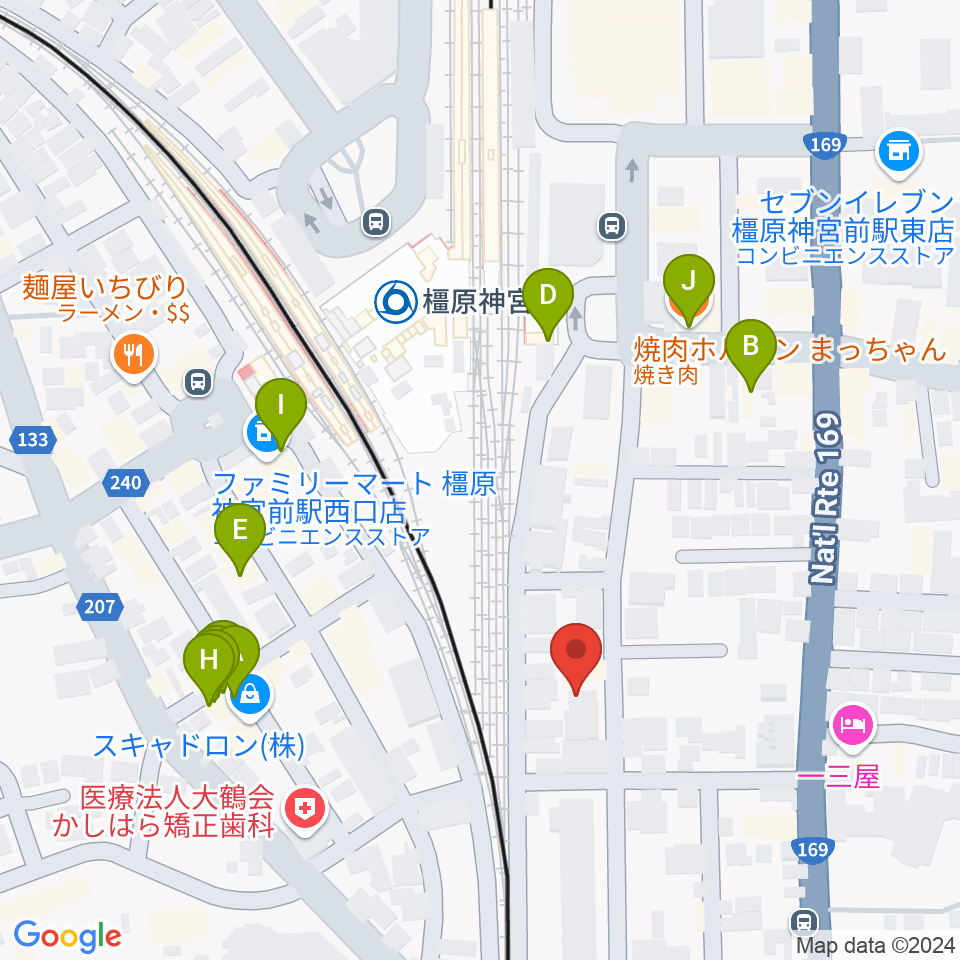 橋本楽器ローレンス音楽教室周辺のファミレス・ファーストフード一覧地図