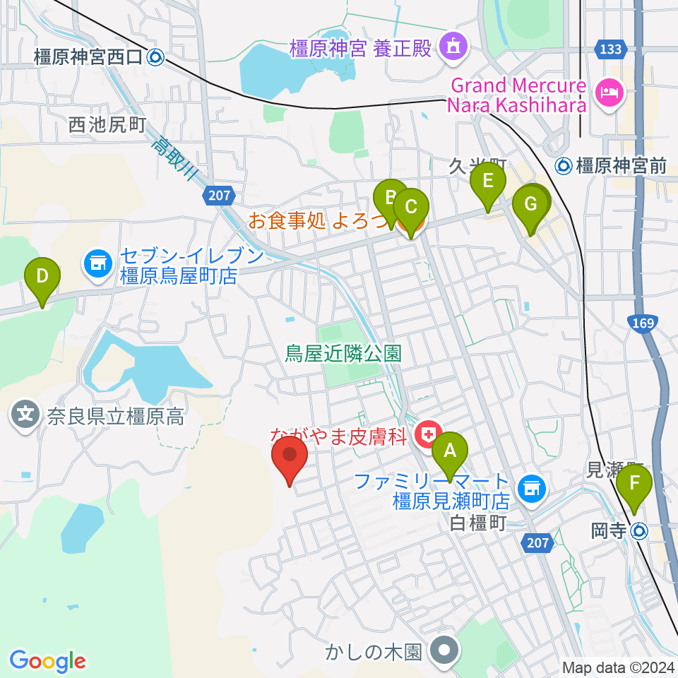 ミュージック・ツリー音楽教室周辺のファミレス・ファーストフード一覧地図