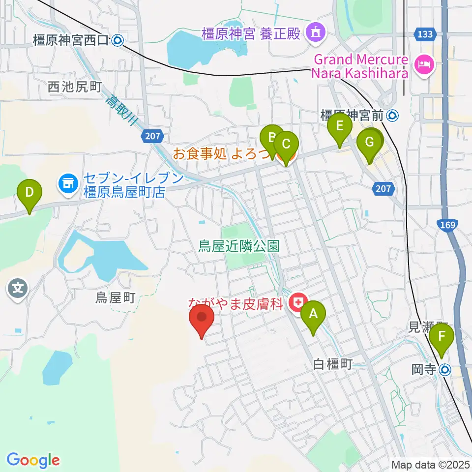 ミュージック・ツリー音楽教室周辺のファミレス・ファーストフード一覧地図