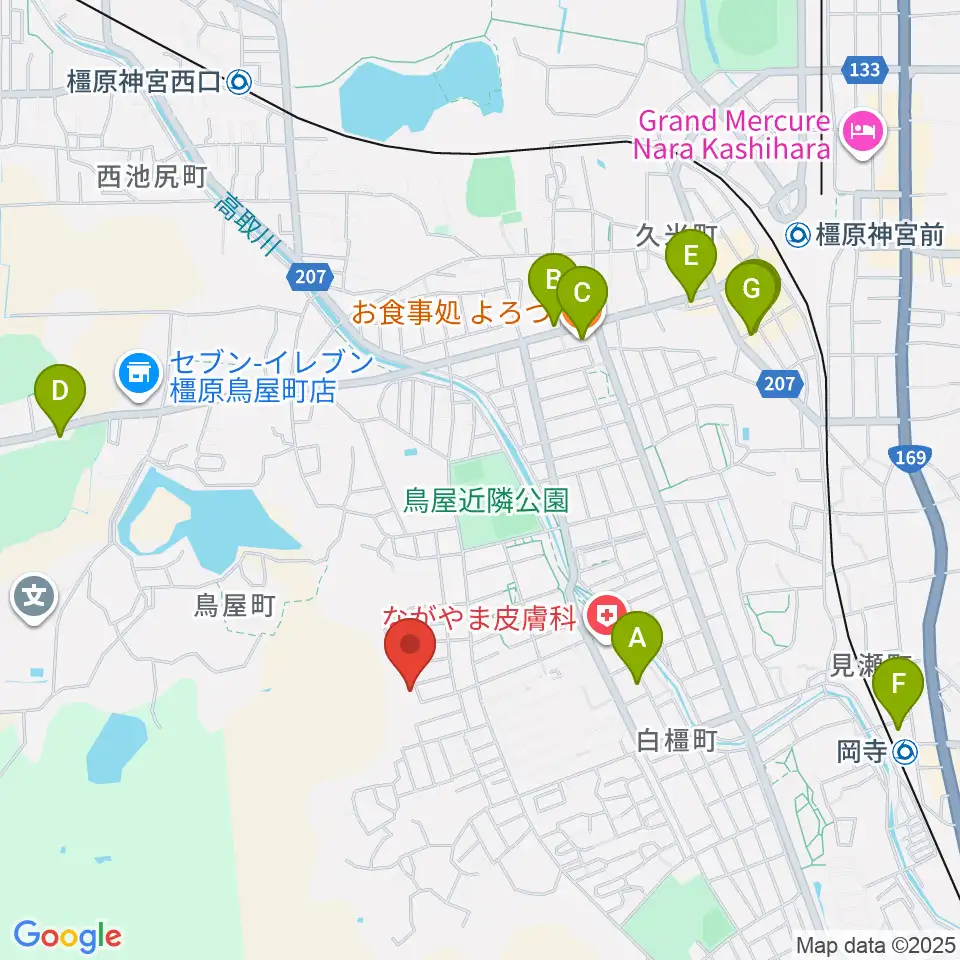 ミュージック・ツリー音楽教室周辺のファミレス・ファーストフード一覧地図